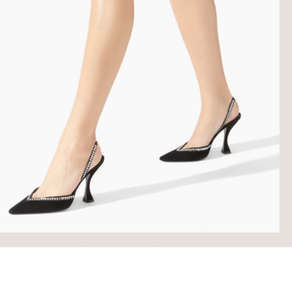 NEW Stuart Weitzman Gemcut Black Swarovski Embellished Slingback Heels NIB - Picture 2 of 4